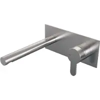 Brauer Brushed Edition Inbouw Wastafelmengkraan met Rechte Uitloop en Afdekplaat Model D1 RVS Geborsteld PVD