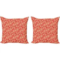 Abakuhaus Chinese kussensloopset (2 stuks), Chinese bloemen en krull 40 cm, vermiljoenbeige
