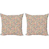 Abakuhaus Boho decoratieve kussenhoes, 2-pack, abstracte verengolf, 45x45 cm, meerkleurig