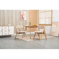 HAUSS SPOLE Eetkamerstoel – Opvouwbaar Houten Ontwerp – Set Van 2 – Comfortabele Zitting Met Afneembare Hoes – Voor Eetkamer Keuken Feest – Khaki