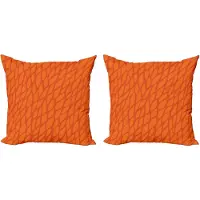 Abakuhaus Set van 2 kussenhoezen in brandoranje, bladmotief, 50 cm, brandoranje