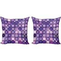 Abakuhaus Moderne decoratieve kussenhoes, 2-pack, geometrische violette cirkels, 45x45 cm, babyroze paars