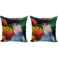Abakuhaus Decoratieve Kussenhoez Set van 2, Fantasie Digitale Schilderij, 45x45 cm, Blauw, Gro Roze, Rood