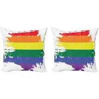 Abakuhaus Vintage Regenboog Decoratieve Kussenhoes, Set van 2, LGBT-vlag, 45x45 cm, Wit Meerkleurig
