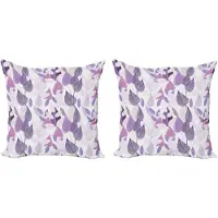 Abakuhaus Decoratieve kussenhoezen met bloemenprint, 2 stuks, paarse blader 45x45 cm, lavendel, paars, beige