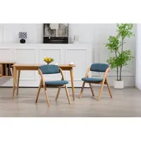 HAUSS SPOLE Eetkamerstoel – Opvouwbare Houten Stoelen Set Van 2 – Gestoffeerde Zitting Met Afneembare Hoes – Voor Keuken En Feest – Massief Hout Blauw
