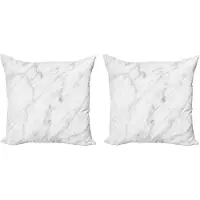 Abakuhaus Marmeren Decoratieve Kussenhoes, Set van 2, Carrara Organische Tegel, 40x40 cm, Wit, Grijs, Zand