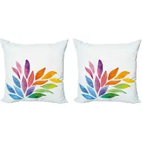 Abakuhaus Decoratieve kussenhoezen met bloemenprint, 2 stuks, regenboogkleur 40x40 cm, wit/meerkleurig