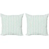 Abakuhaus Decoratieve kussenhoezen in turquoise en wit, set van 2, shabby chic plantmotief, 40x40 cm, oranje, wit, blauw