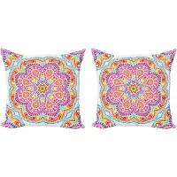 Abakuhaus Regenboog Mandala Decoratieve Kussenhoes, Set van 2, Oosterse Motiev 45x45 cm, meerkleurig