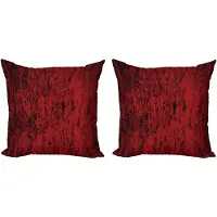 Abakuhaus Rode en zwarte decoratieve kussenhoez 2-pack, grungy stijl, 50x50 cm, zwart rood