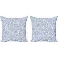 Abakuhaus Blauw-witte decoratieve kussenhoes, 2 stuks, nautisch zeevismotief, 50x50 cm, blauw en wit