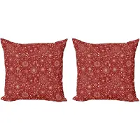 Abakuhaus rode sierkussens, kussenslop 2-pack, filigraan sneeuwvlokk 40x40 cm, vermiljoen ivoor