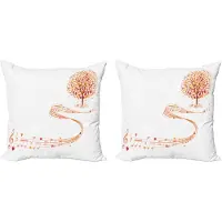 Abakuhaus Decoratieve kussenhoezen voor de herfst, set van 2, bladmuziek en not 40x40 cm, wit oranje