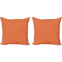 Abakuhaus Geometrische decoratieve kussenhoez 2-pack, kimonomotief, 40x40 cm, oranje lichtgeel