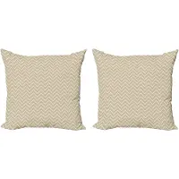 Abakuhaus Beige Kussenhoes Set (2 stuks), 3D Strep Dubbelzijdig Digitaal Print Decor met Ritssluiting, 45 cm, Ivoor Beige
