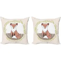 Abakuhaus Decoratieve kussenhoes met vossenprint, 2 stuks, bosdieren met stipp 40x40 cm, beige meerkleurig