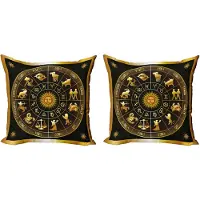 Abakuhaus Decoratieve kussenhoezen met astrologie-thema, set van 2, Zon-Maan cirkel, 40x40 cm, donker bosgroen oranje