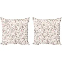 Abakuhaus Decoratieve kussenhoezen met bloemenprint, 2 stuks, Rozen en knoppen van bovenaf gezi 60x60 cm, Wit Roze