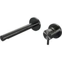 Brauer Gunmetal Edition Inbouw Wastafelmengkraan met Rechte Uitloop en Rozetten Model B1 Gunmetal Geborsteld PVD