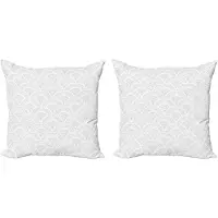 Abakuhaus Sierkussenhoezen in grijs en wit, set van 2, vintage cirkels, 45x45 cm, warm taupe wit
