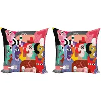 Abakuhaus Decoratieve Kussenhoez Set van 2, Kubistische Kunst met Menselijke Vorm 45x45 cm, Meerkleurig