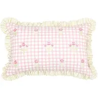Atmosphera Geborduurd Rozenbloem Sierkussen - 58x10x38cm - Roze