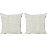 Abakuhaus Decoratieve kussenhoezen van damast, set van 2, klassiek abstract bruidsmotief, 45x45 cm, crèmekleurig beige