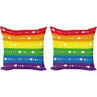 Abakuhaus Regenboog Decoratieve Kussenhoes, Set van 2, Gay Pride Vlag Stipp 40x40 cm, Geel, Rood, Blauw, Groen