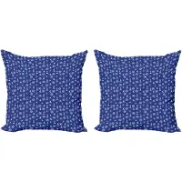 Abakuhaus Kussensloopset met vuurtorenmotief (2 stuks), maritieme silhouett 40 cm, violetblauw wit
