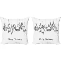 Abakuhaus Kerstdecoratie Kussenhoes 2-pack, Vergankelijk Ornament, 50x50 cm, Wit Zwart