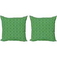Abakuhaus Groene Mandala Decoratieve Kussenhoez Set van 2, Bloemenpatroon, 45x45 cm, Lichtgroen