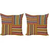 Abakuhaus Afrikaanse decoratieve kussenhoez 2-pack, decoratieve rand 60x60 cm, gro rood, geel, blauw