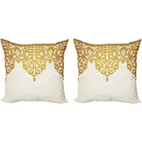 Abakuhaus Victoriaanse decoratieve kussenhoes, 2-pack, middeleeuwse barokkunst, 50x50 cm, lichtbruin crème