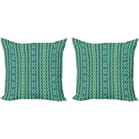 Abakuhaus Decoratieve hoekkussenhoes, 2 stuks, Vintage Geometrisch, 50x50 cm, Lichtgroen Zeegroen