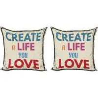 Abakuhaus Decoratieve Kussenhoes met citaat "Creëer een leven waar je van houdt" Tekst, 50x50 cm, Meerkleurig