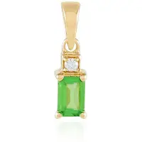 Cavill - Zilveren Hanger Verguld - Lemshuku Tsavoriet 0,52 ct en Zirkonia 0,046 ct - Achthoekige Edelsteen 925 Sterling Zilver - Handgemaakte Sieraden