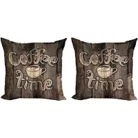 Abakuhaus Moderne decoratieve kussenhoez 2-pack, Coffee Time Grunge achterkant, 40x40 cm, Umber Cream Cocoa