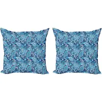 Abakuhaus Paisley decoratieve kussenhoes, 2 stuks, bloemen en blader 50x50 cm, blauw