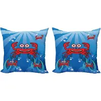 Abakuhaus Krab Kussensloop Set (2 stuks), Grappige onderwatermascottes, 40 cm, Blauw Rood