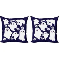Abakuhaus Decoratieve kussenhoes met spookmotief, 2 stuks, griezelige spookfiguren (Boe!), 45x45 cm, gedroogde roos indigo