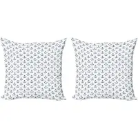 Abakuhaus Anker Decoratieve Kussenhoes, Set van 2, Zomerse Vakantie Schets, 60x60 cm, Donkerblauw Wit