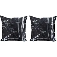 Abakuhaus Marmeren Decoratieve Kussenhoes, Set van 2, Grunge Natuurste 50x50 cm, Wit/Grijs