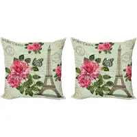 Abakuhaus Kleurrijke decoratieve kussenhoez 2-pack, shabby chic plant rozenblad, 60x60 cm, meerkleurig