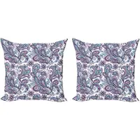 Abakuhaus Paisley decoratieve kussenhoes, 2 stuks, Boheemse bloemenprint, 50x50 cm, wit, violet, blauw