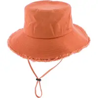 Herman Bob en coton uni avec jugulaire et ourlet effiloché bénéficiant d'une protection UPF élevée proche de 50.