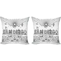 Abakuhaus San Diego decoratieve kussenhoes, 2-pack, typografische stadsletters, 40x40 cm, zwart-wit
