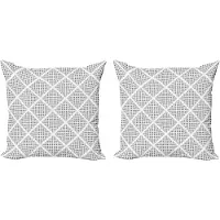 Abakuhaus Geometrische decoratieve kussenhoez 2 stuks, digitaal diamantpatroon, 40x40 cm, wit