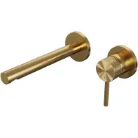 Brauer Gold Carving Inbouw Wastafelmengkraan met Rechte Uitloop en Rozetten Model A1 Goud Geborsteld PVD