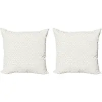 Abakuhaus Beige Decoratieve Kussenhoes, Set van 2, Fijne Klassieke Rijtjes, 50x50 cm, Gebroken Wit